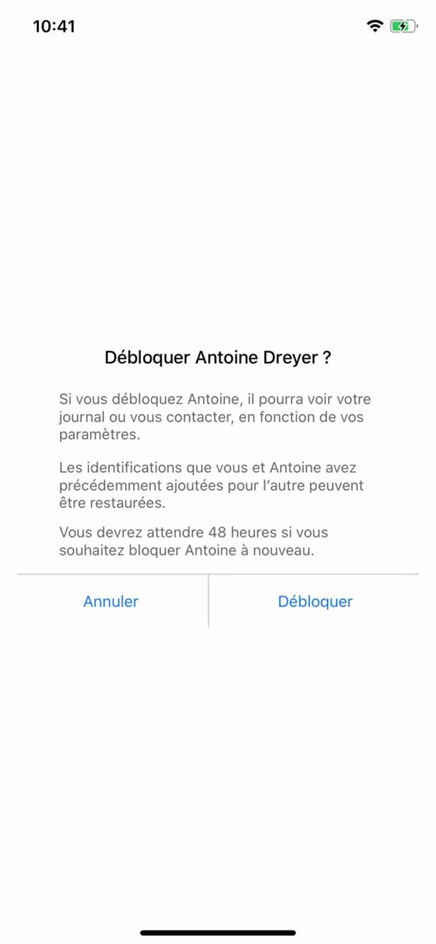 Unblock button in Facebook settings