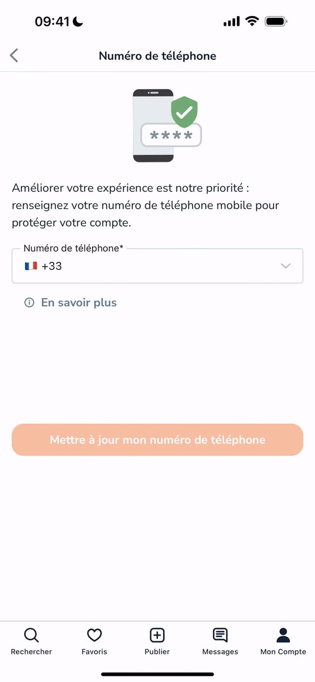 Entering a new number on Leboncoin