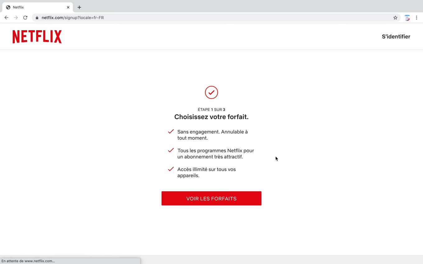 Choix du forfait Netflix