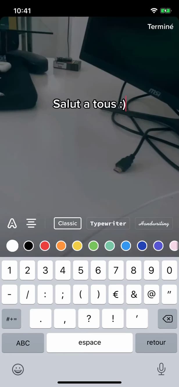 Text positioned on a TikTok video