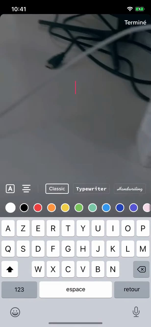 Typing text with font and color choices on TikTok