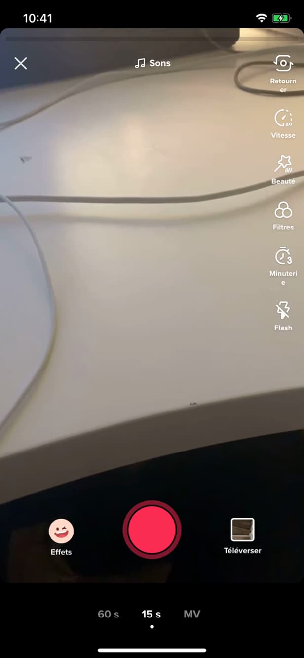 Outil Minuteur sur l'écran de création TikTok