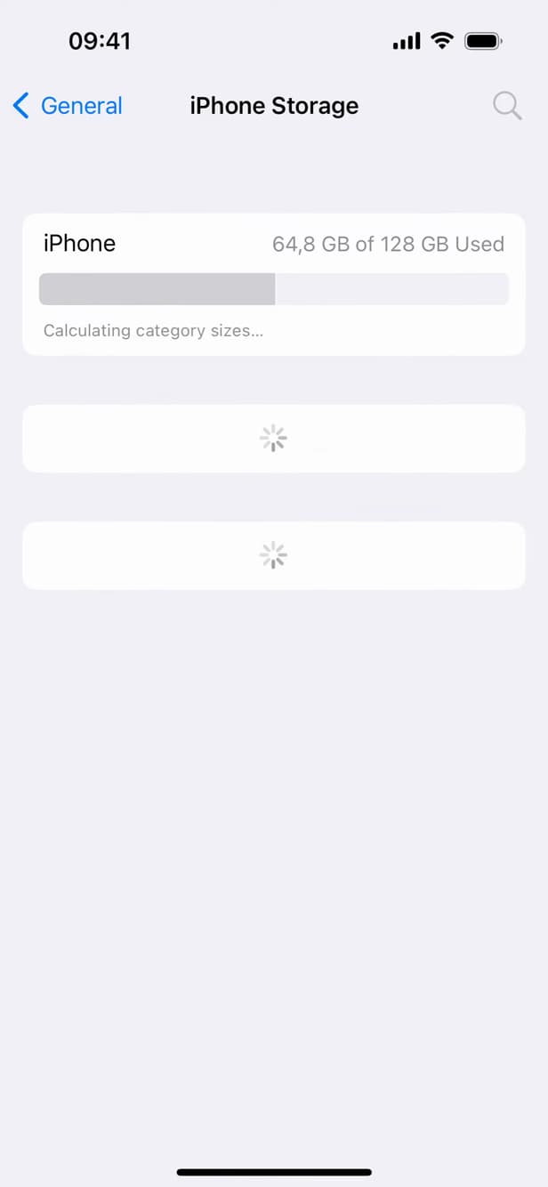 iPhone Storage screen with the list of apps including WhatsApp