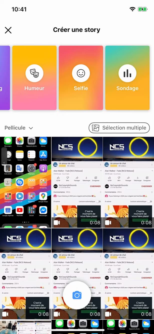 Outil Sondage dans une story Facebook