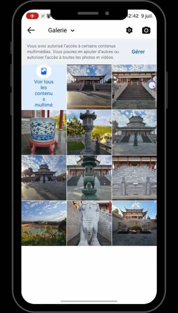 Phone gallery open to pick a Facebook cover photo
