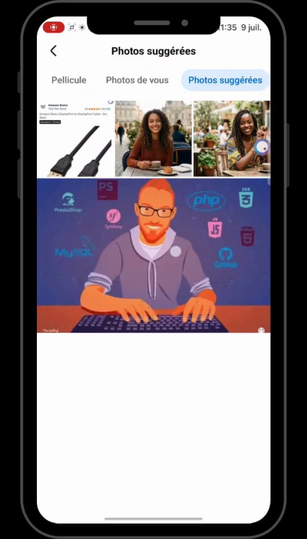 Facebook Suggested photos tab showing previously posted photos