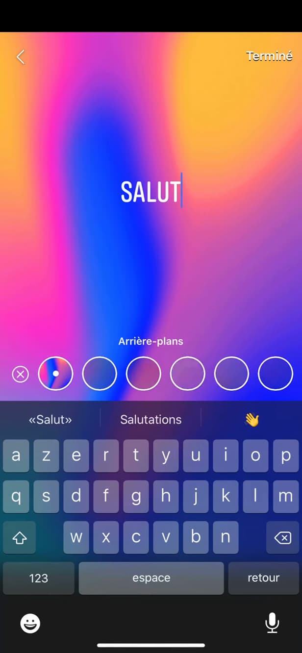 Customizing a Facebook story with text and stickers