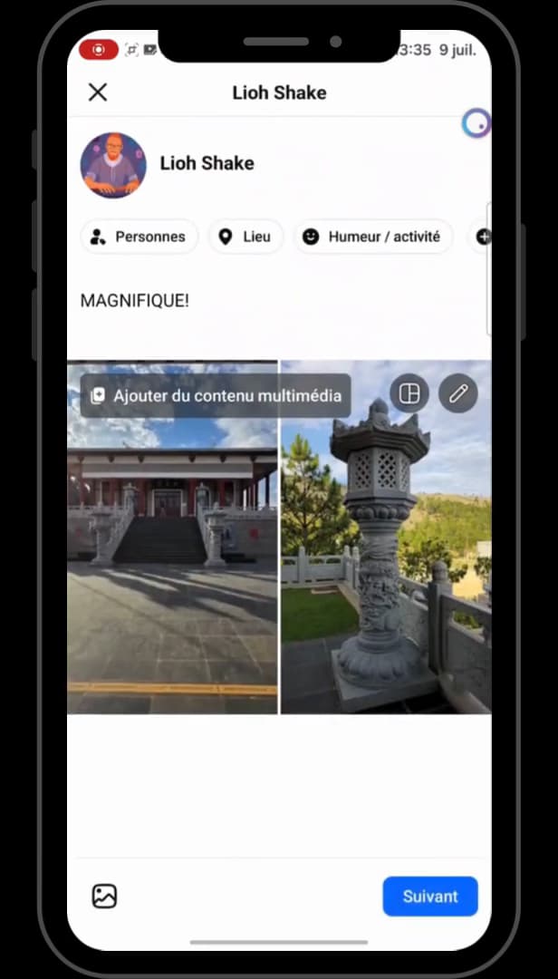 Éditeur de publication Facebook avec une photo et du texte