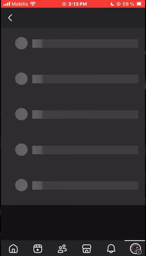 Facebook Activity history screen with its tabs