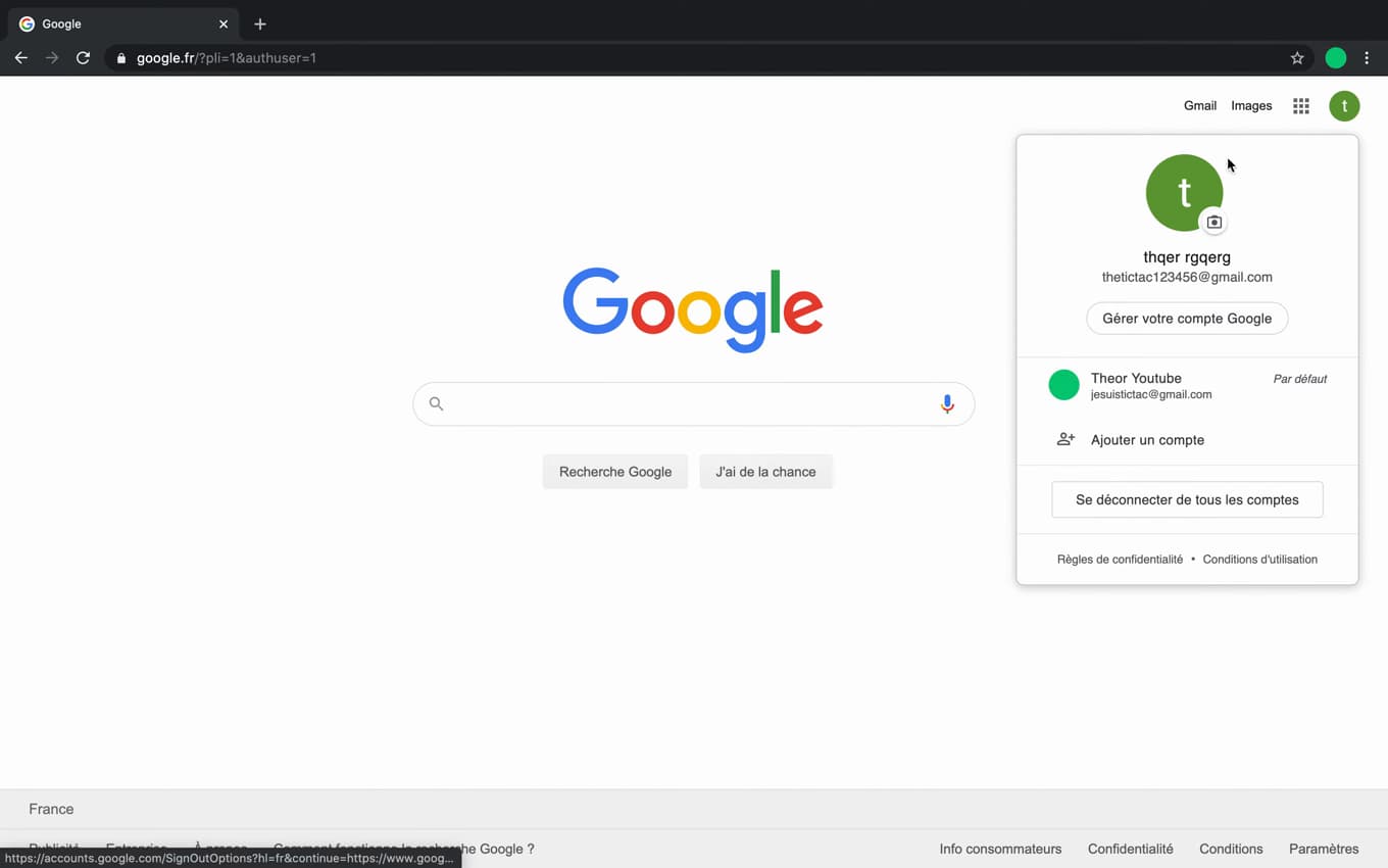 New profile created on Google Chrome