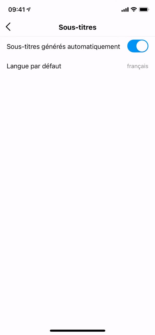Interrupteur des sous-titres automatiques sur Instagram