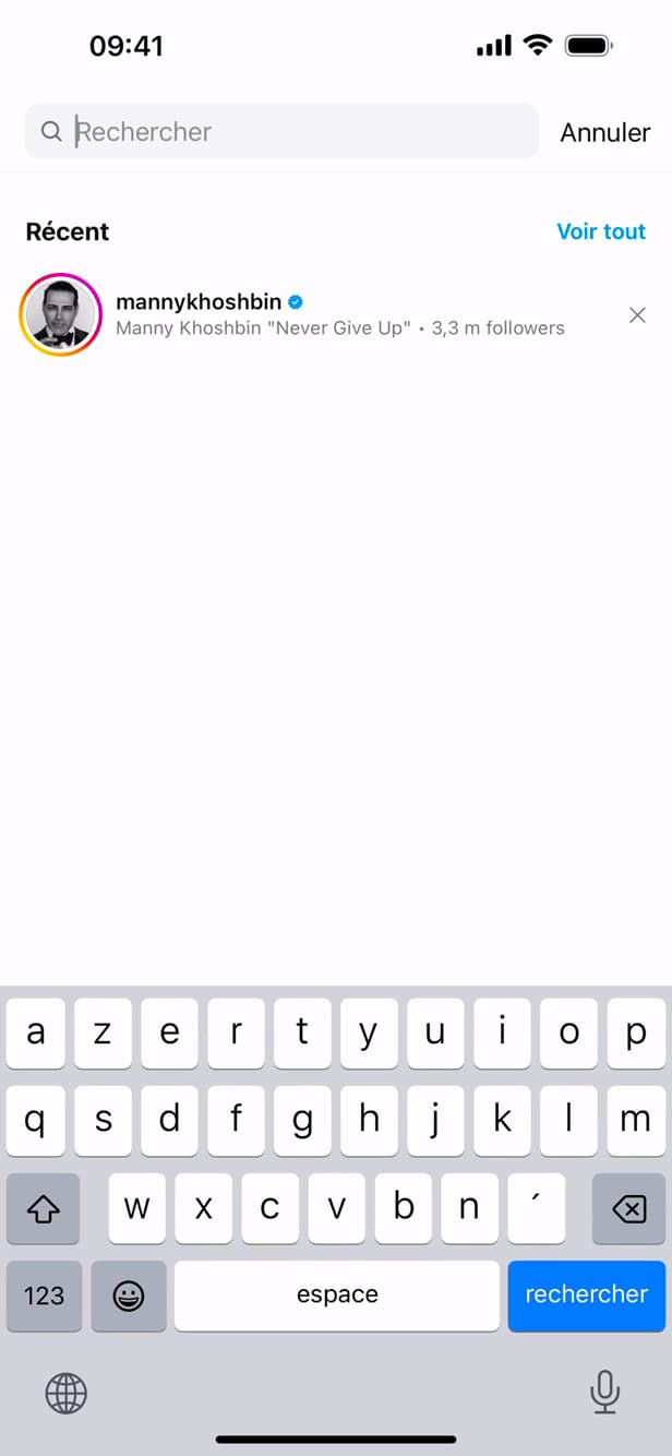 Searching for a person on Instagram