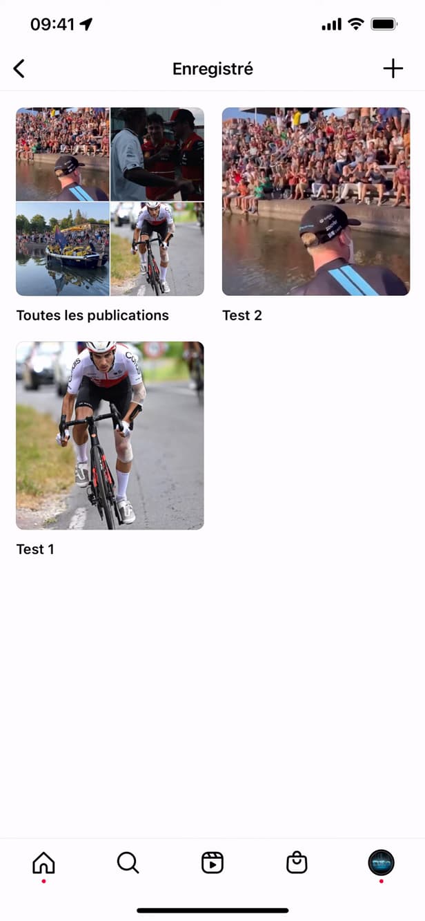 Page Enregistrements sur Instagram