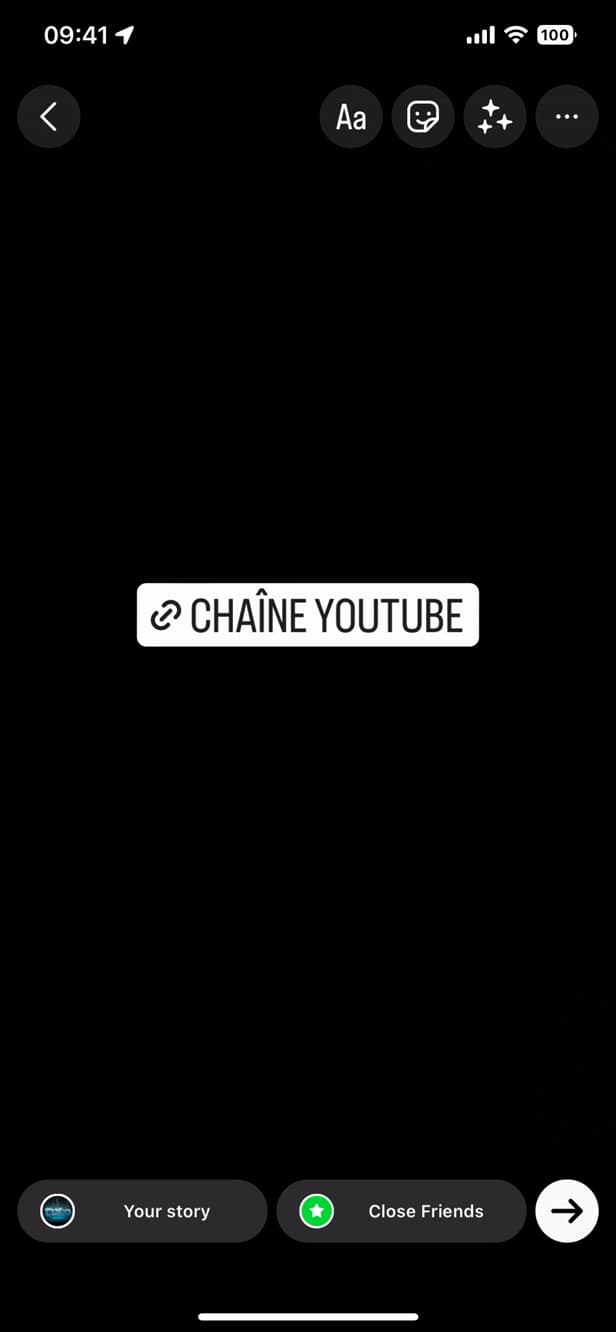 Sticker Lien placé sur une story Instagram