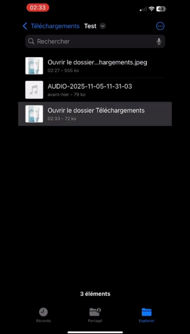 Nouveau fichier PDF créé dans l'app Fichiers