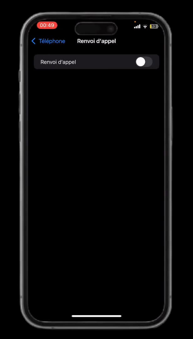 Réglages Téléphone de l'iPhone avec l'option Renvoi d'appel