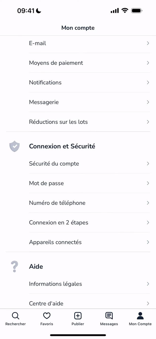 Leboncoin Login and Security section
