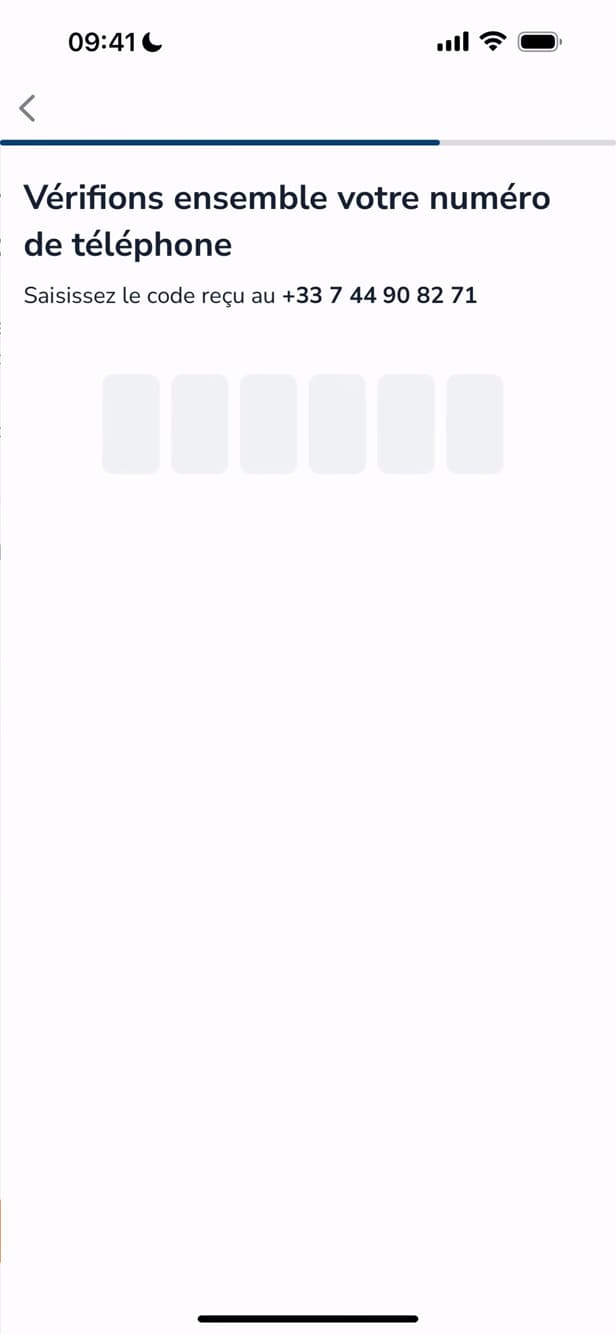 Leboncoin phone number verification screen with an SMS code