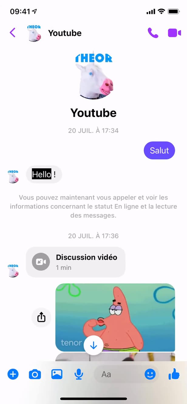 Search results within a Messenger chat