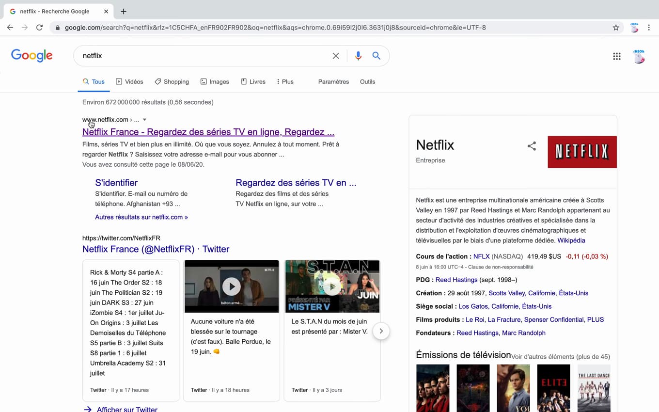 Netflix home page