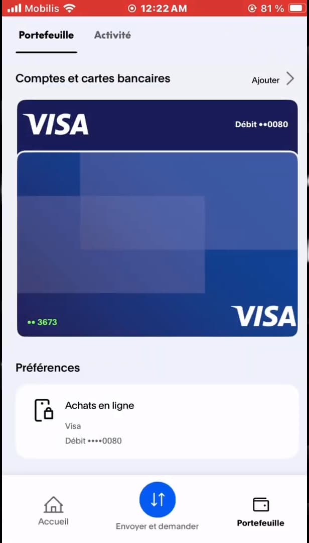 Portefeuille PayPal avec les comptes et cartes bancaires