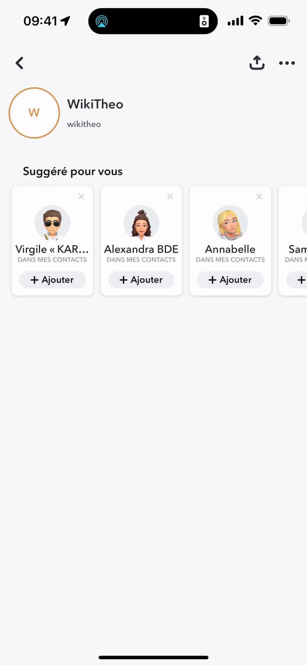 Suggested for you list on Snapchat