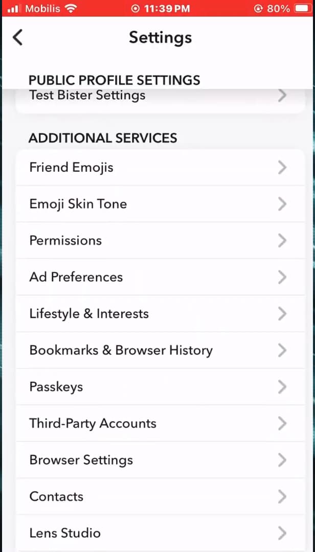 Snapchat settings with the Blocked section under Privacy Control