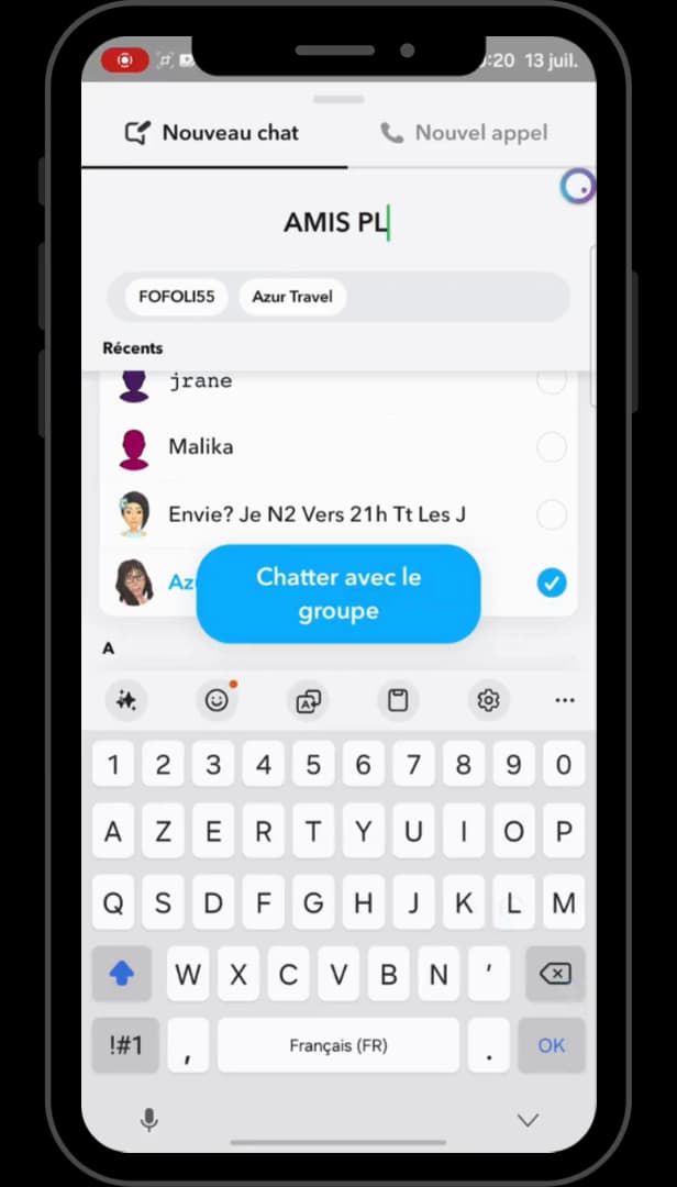 Nommer un groupe de discussion Snapchat