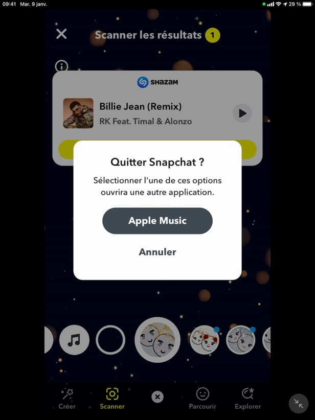 Opening the song from Snapchat