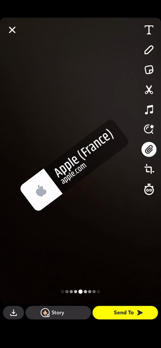 Lien attaché à un Snap sous forme de vignette