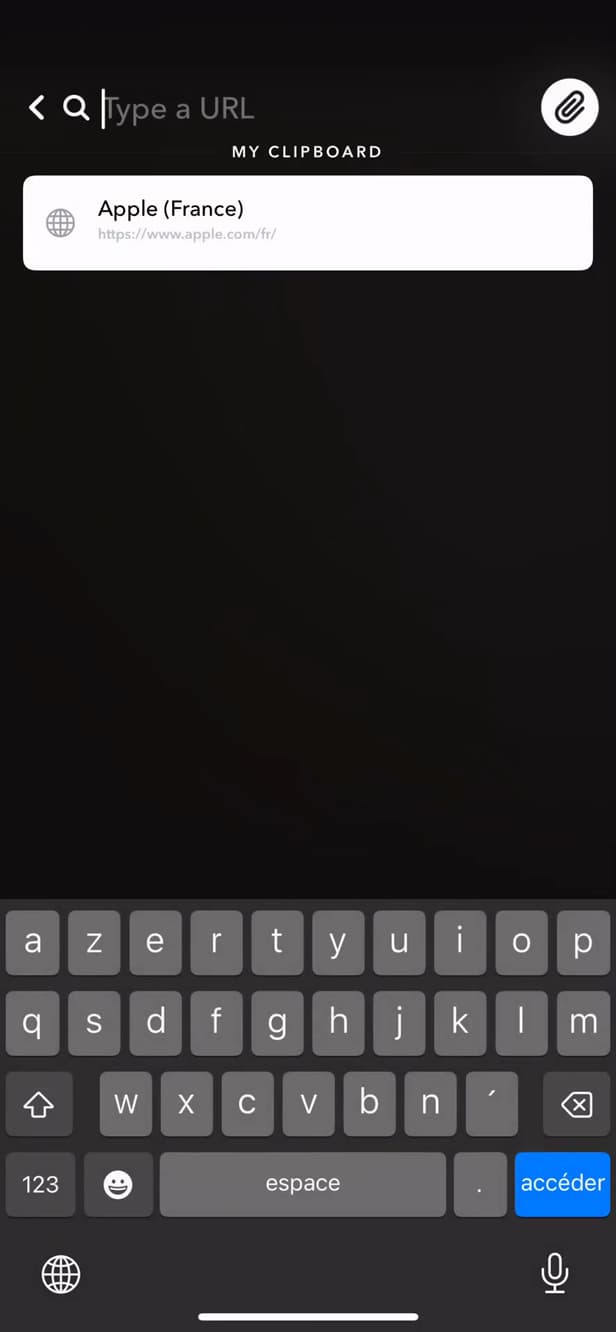 Entering a URL to attach to a Snap
