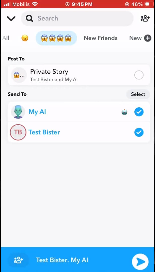 Snapchat conversation list showing the snap exchange