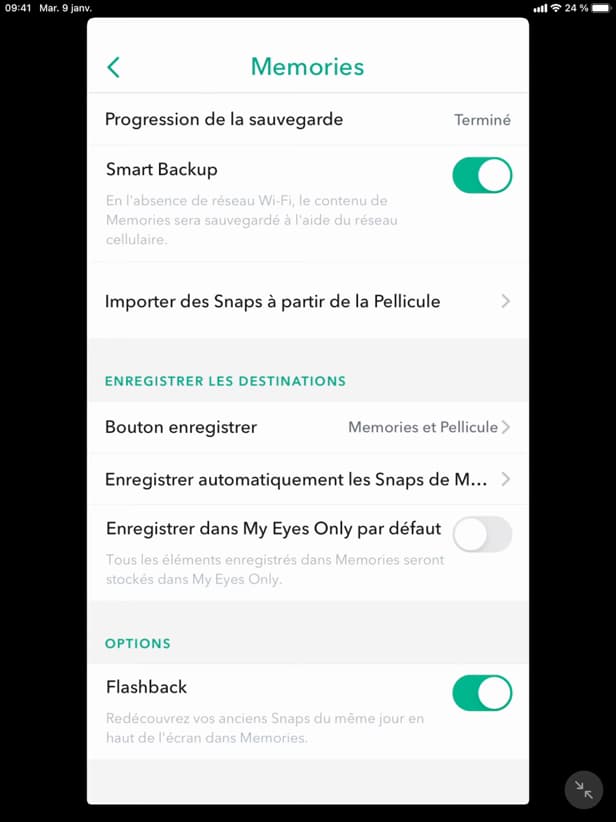 Turning off Flashback on Snapchat