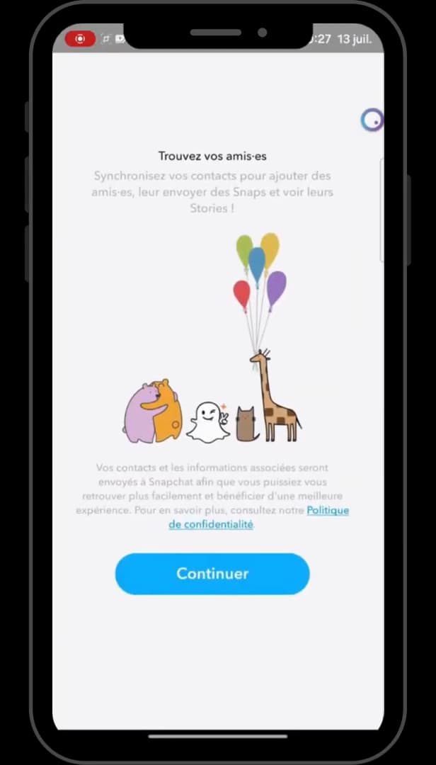 Autorisation d'accès aux contacts Snapchat