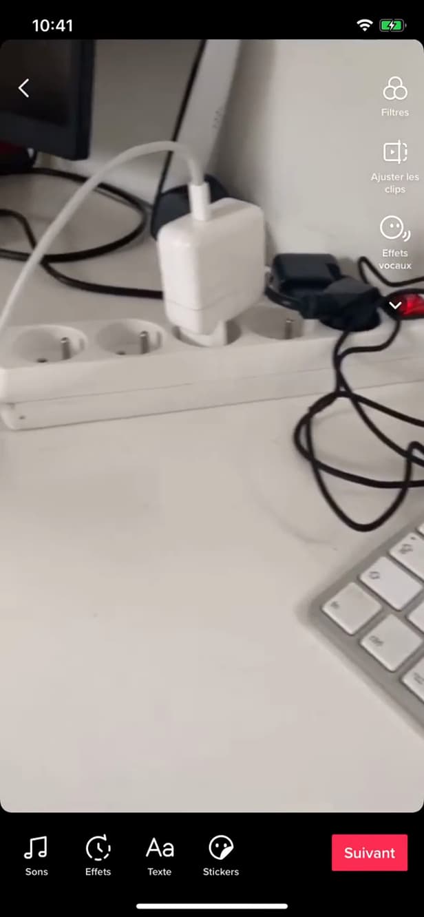Bouton Sons sur l'écran de création TikTok
