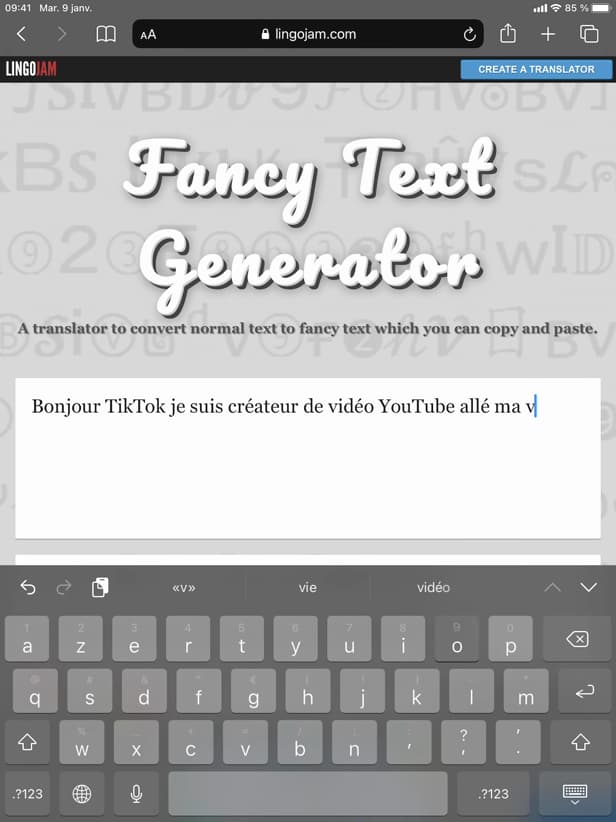 Générateur de texte stylé dans un navigateur