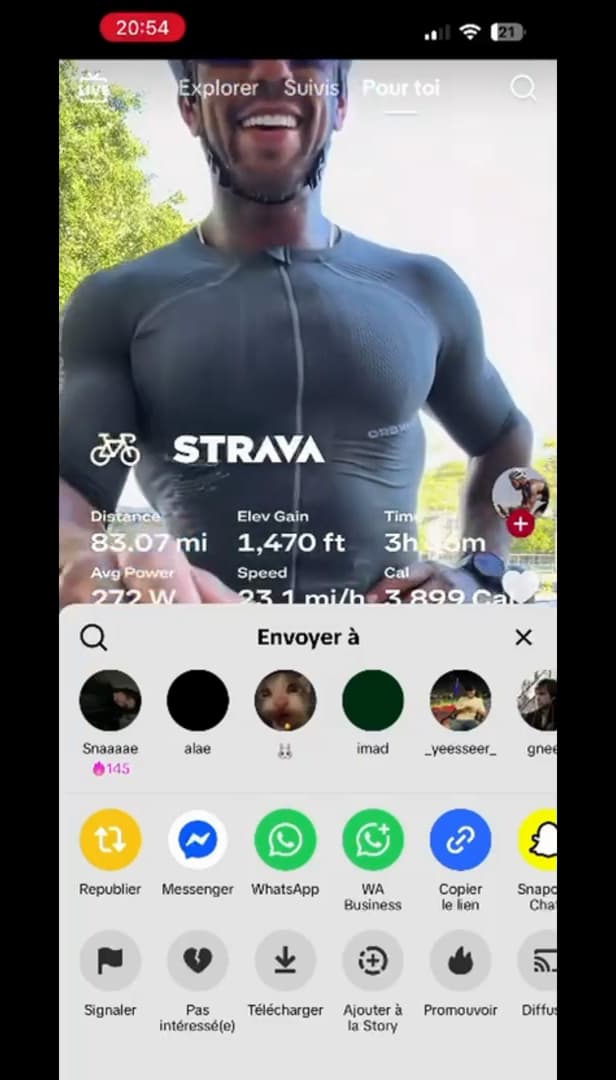 TikTok share menu with the Save video option