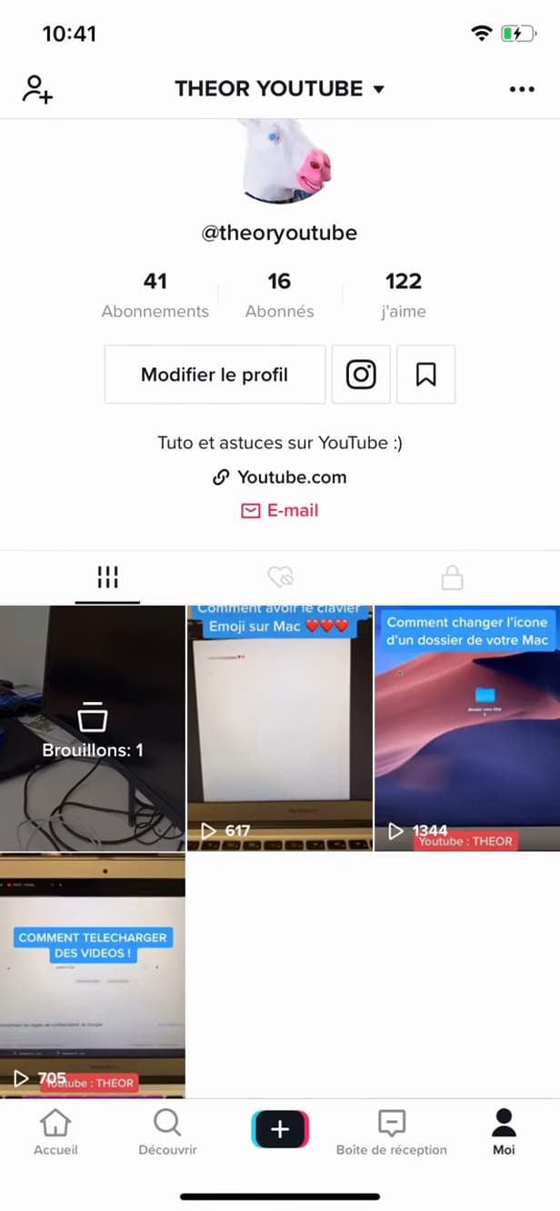 Drafts folder on a TikTok profile