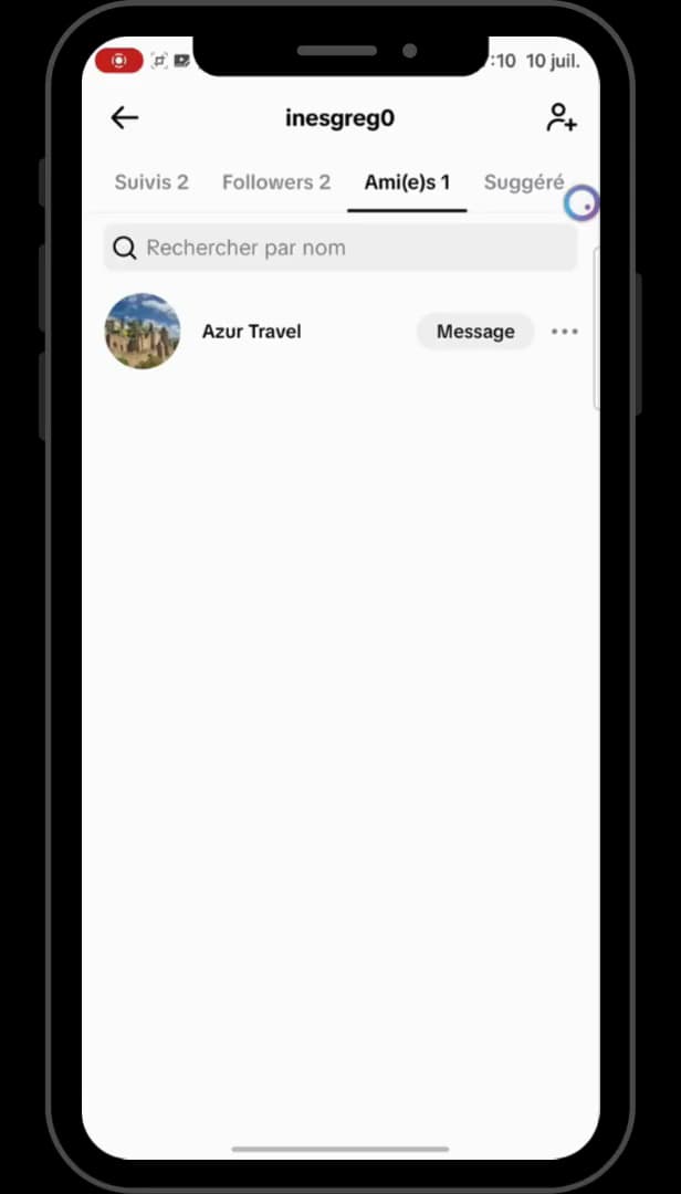 Liste des amis sur TikTok