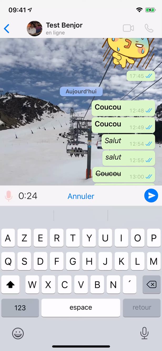 Enregistrement d'un message vocal sur WhatsApp