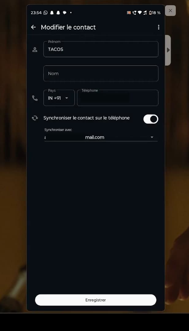 Fiche Modifier le contact WhatsApp avec les informations du contact