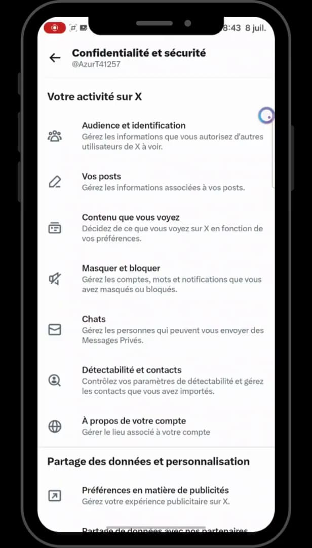 X Privacy and safety section with Audience and tagging