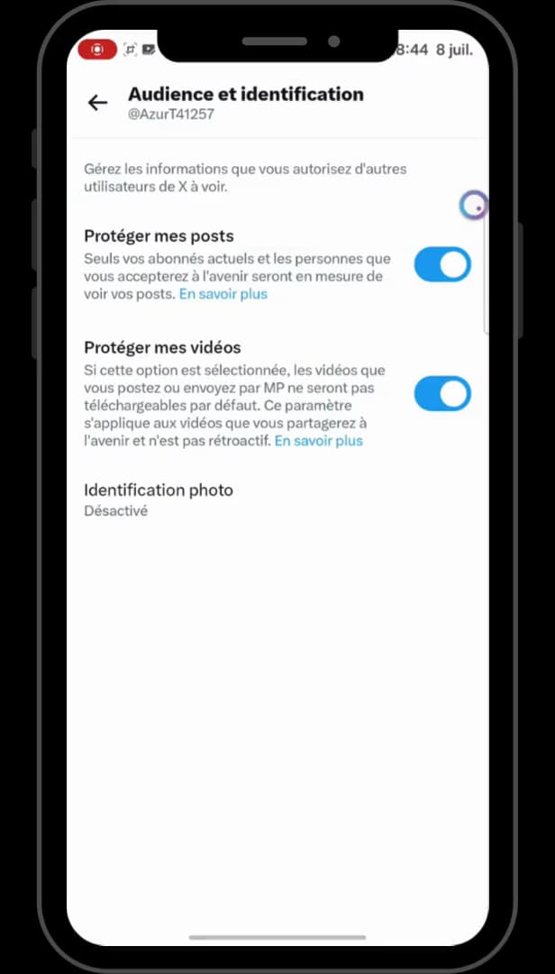 Protect your posts and Protect your videos switches turned on in X