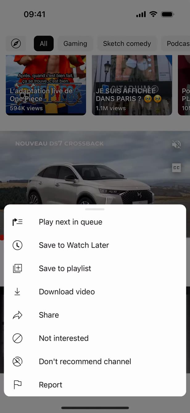 Don't recommend channel option on YouTube