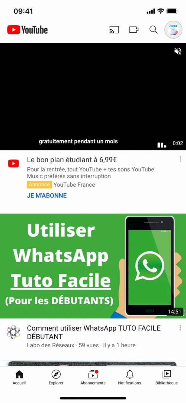 Page d'une chaîne YouTube